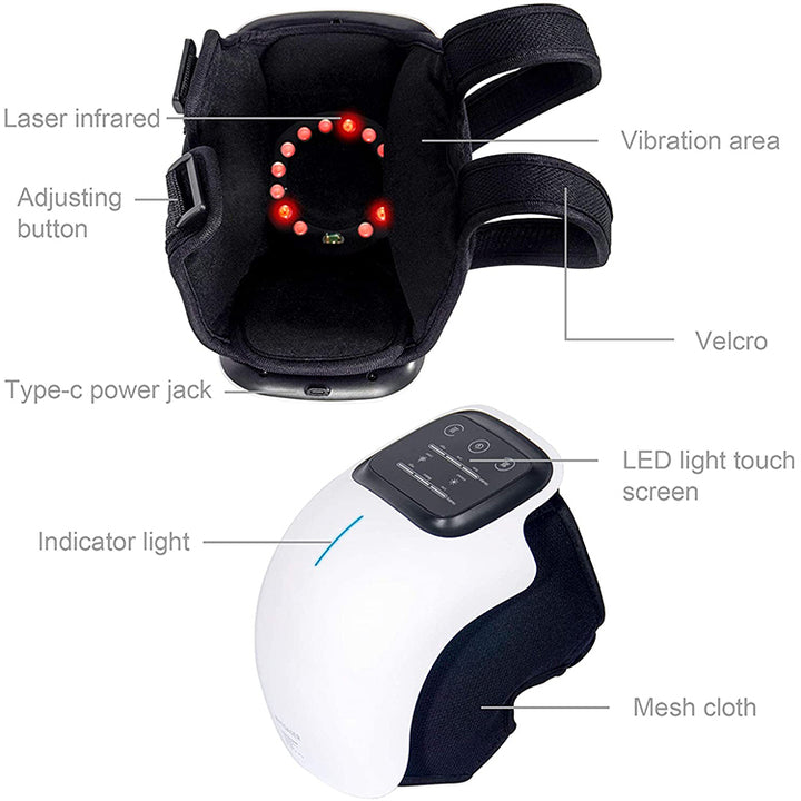 Cordless Portable Knee Brace with Red Light Therapy Vibration Modes and Heating Levels Adjustable Straps Knee Massager